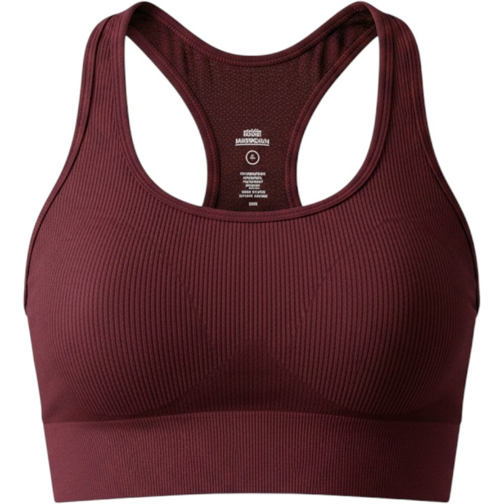 Good American Seamless Ribbed Racerback Sports Bra Burgundy Maroon‎ Size 0/1